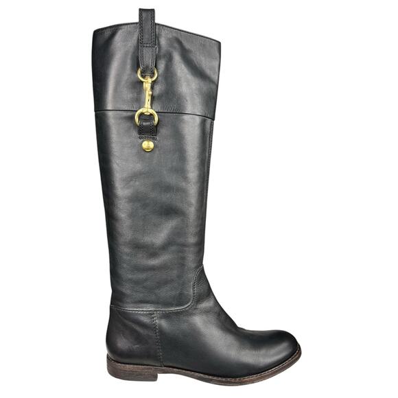Coach Women’s Martta Black Leather Riding Boot Size US 6.5 - Picture 1 of 12
